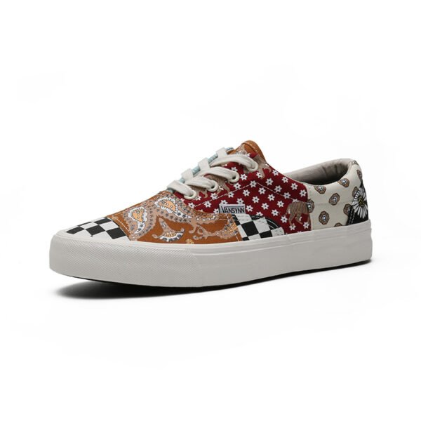 New Lattice Color Matching Design Custom Vulcanized Lace up Flat Casual Sneakers Canvas Men Women Shoes-vt18